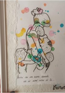 La madre — quadro artigianale filo di alluminio e tempere fatto a mano Napoli Karart