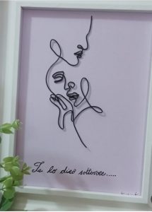 Al tuo petto — quadro personalizzato filo di alluminio tecnica one line San Valentino Karart