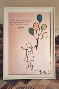 Palloncini di chiffon — quadro scultura filo di alluminio e chiffon regalo nascita bimba Karart