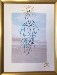 Il risveglio di Parthenope — quadro in filo di alluminio tecnica one line Napoli Karart